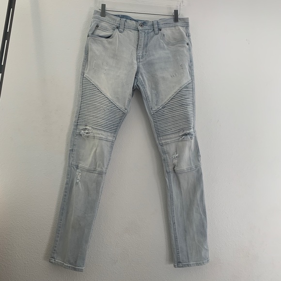 NINTH HALL Decoy Moto Light Aged Destructed JeansN - Picture 6 of 16